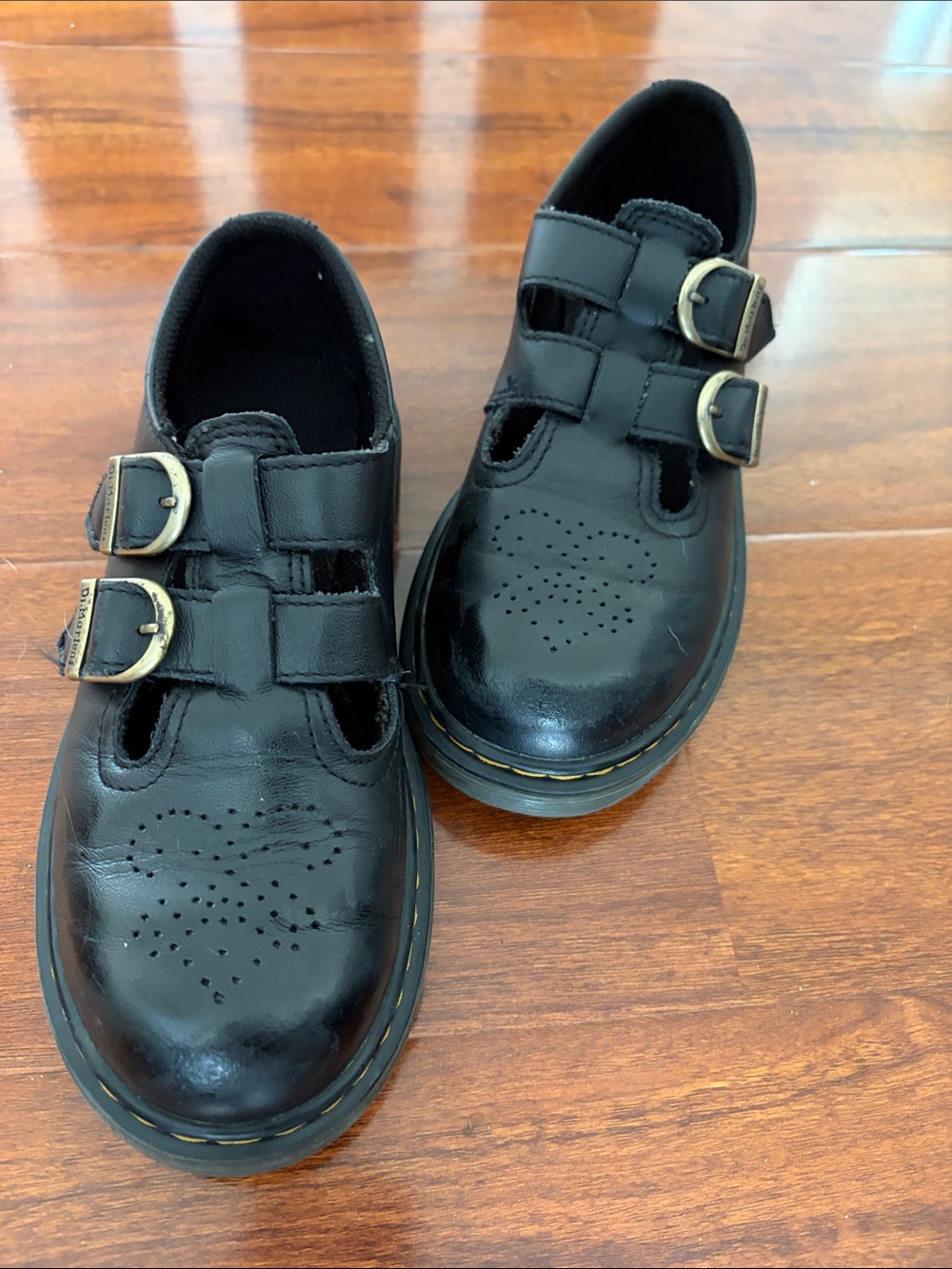 Dr. Martens Black Double-Buckle Kids Dress Shoes